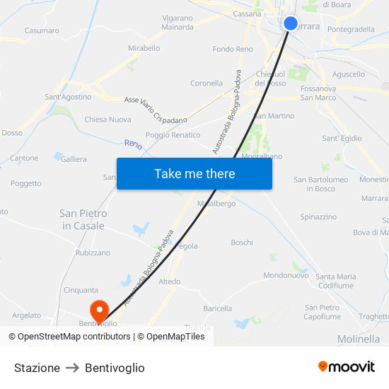 Stazione to Bentivoglio map