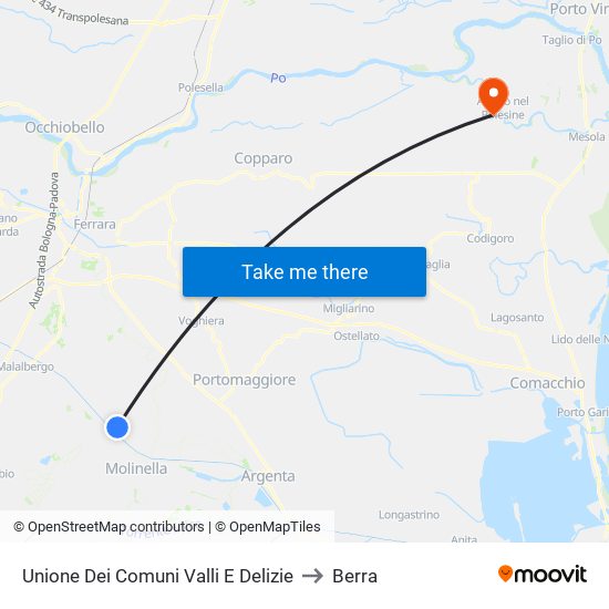 Unione Dei Comuni Valli E Delizie to Berra map
