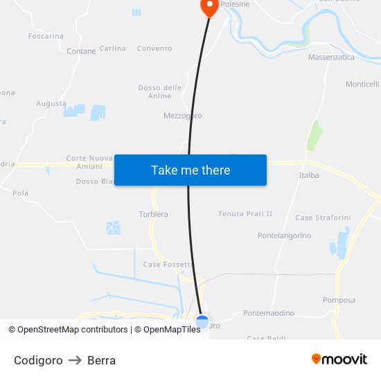Codigoro to Berra map