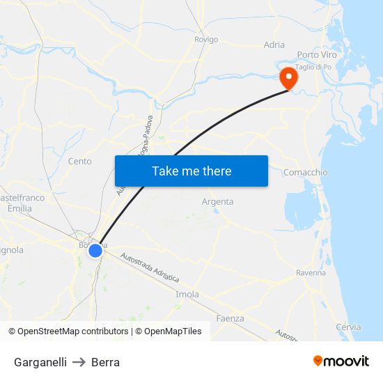 Garganelli to Berra map