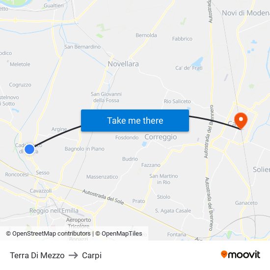Terra Di Mezzo to Carpi map