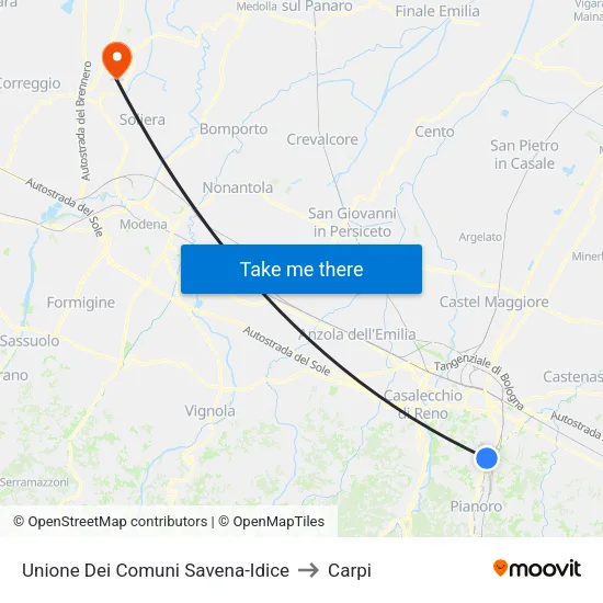 Unione Dei Comuni Savena-Idice to Carpi map