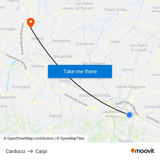 Carducci to Carpi map