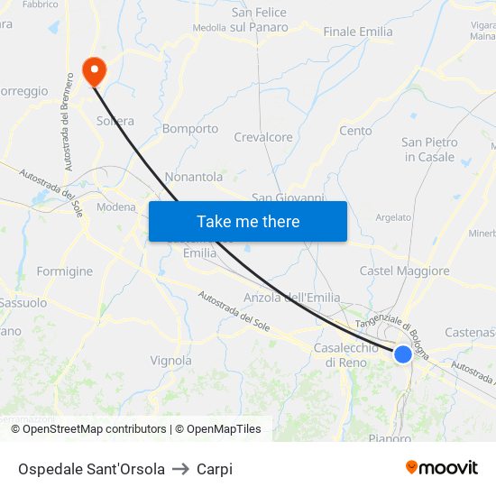 Ospedale Sant'Orsola to Carpi map