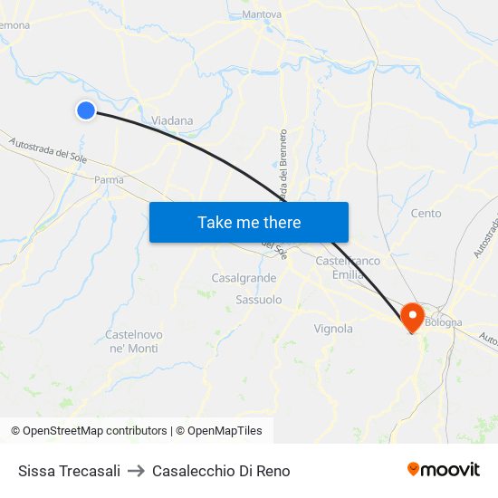 Sissa Trecasali to Casalecchio Di Reno map