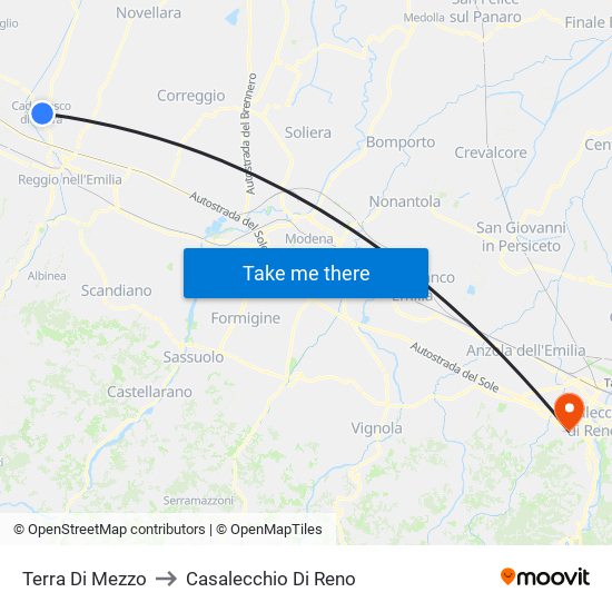 Terra Di Mezzo to Casalecchio Di Reno map