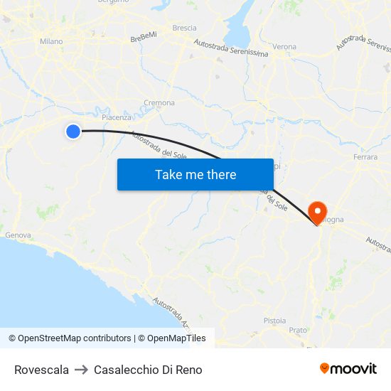 Rovescala to Casalecchio Di Reno map