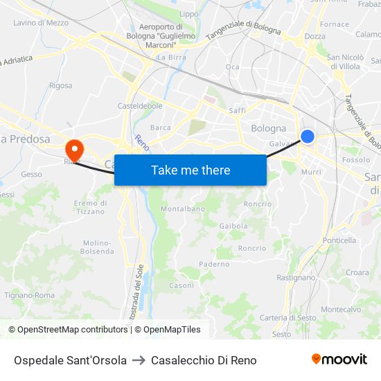 Ospedale Sant'Orsola to Casalecchio Di Reno map