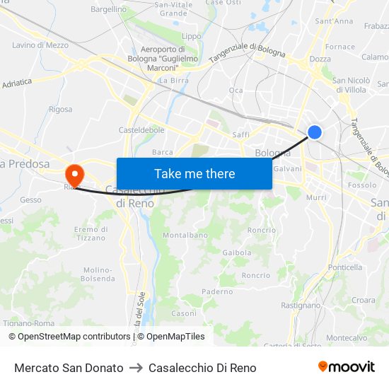 Mercato San Donato to Casalecchio Di Reno map