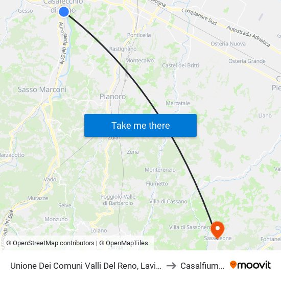 Unione Dei Comuni Valli Del Reno, Lavino E Samoggia to Casalfiumanese map