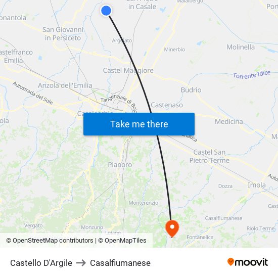 Castello D'Argile to Casalfiumanese map