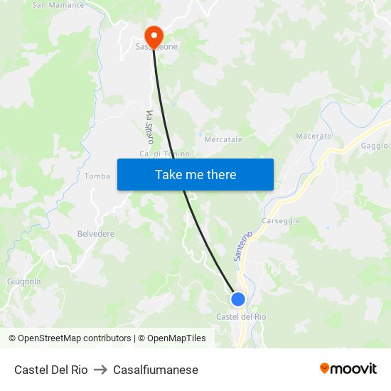 Castel Del Rio to Casalfiumanese map