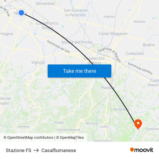 Stazione FS to Casalfiumanese map