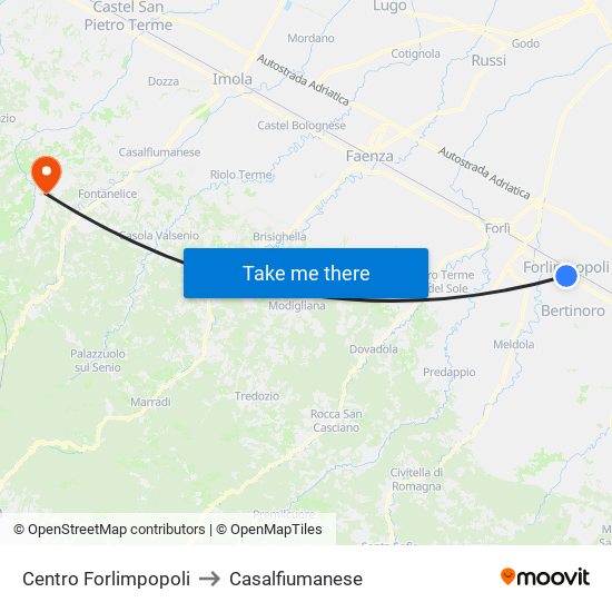 Centro Forlimpopoli to Casalfiumanese map