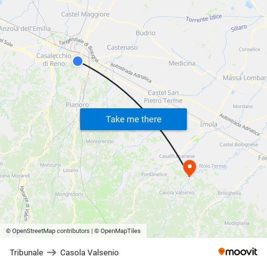 Tribunale to Casola Valsenio map