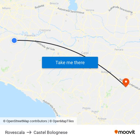 Rovescala to Castel Bolognese map