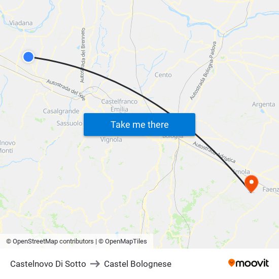Castelnovo Di Sotto to Castel Bolognese map