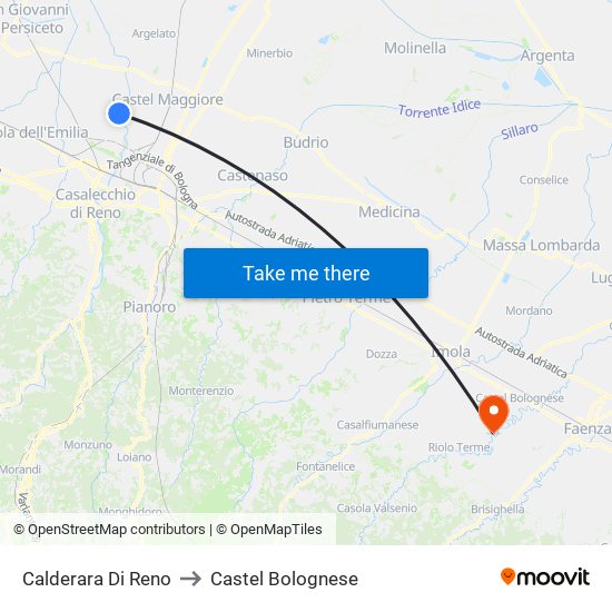Calderara Di Reno to Castel Bolognese map