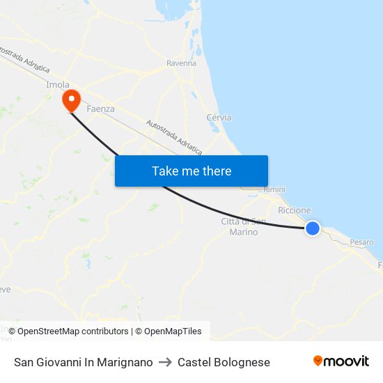 San Giovanni In Marignano to Castel Bolognese map