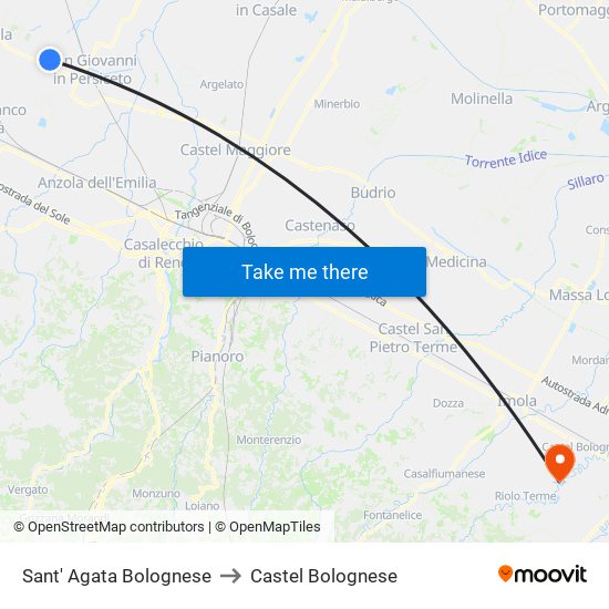 Sant' Agata Bolognese to Castel Bolognese map