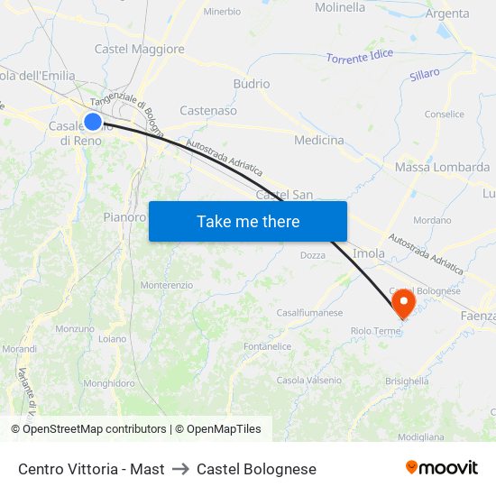 Centro Vittoria - Mast to Castel Bolognese map
