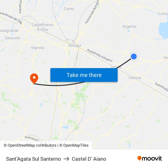 Sant'Agata Sul Santerno to Castel D' Aiano map