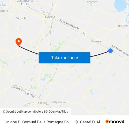 Unione Di Comuni Della Romagna Forlivese to Castel D' Aiano map