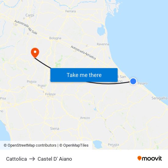 Cattolica to Castel D' Aiano map