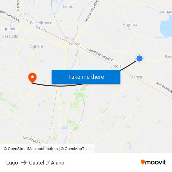 Lugo to Castel D' Aiano map