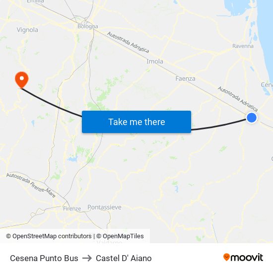 Cesena Punto Bus to Castel D' Aiano map