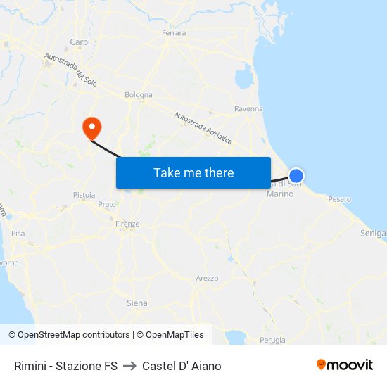 Rimini - Stazione FS to Castel D' Aiano map