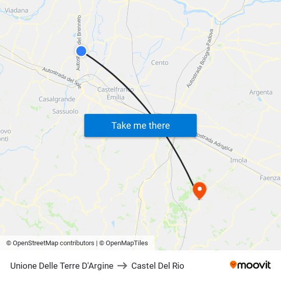 Unione Delle Terre D'Argine to Castel Del Rio map