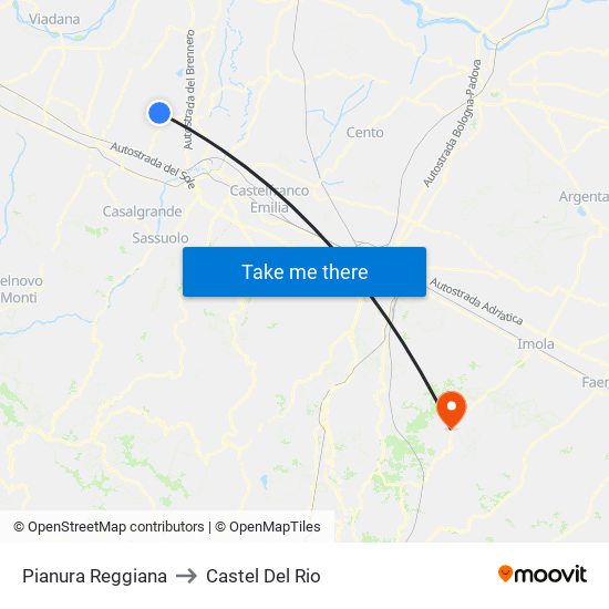 Pianura Reggiana to Castel Del Rio map