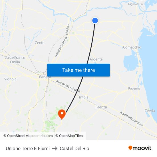 Unione Terre E Fiumi to Castel Del Rio map