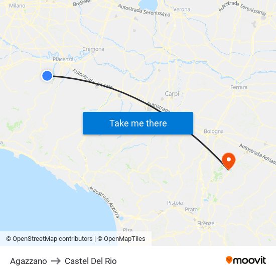 Agazzano to Castel Del Rio map