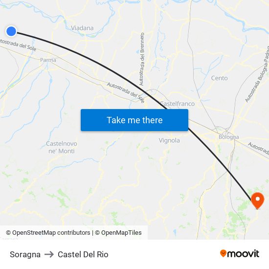 Soragna to Castel Del Rio map
