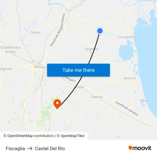 Fiscaglia to Castel Del Rio map
