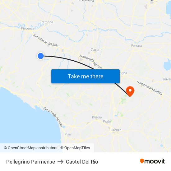 Pellegrino Parmense to Castel Del Rio map