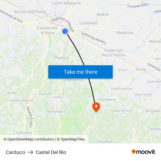 Carducci to Castel Del Rio map
