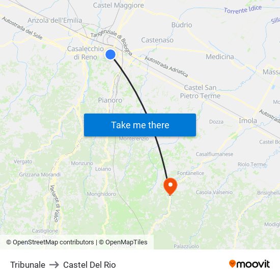 Tribunale to Castel Del Rio map