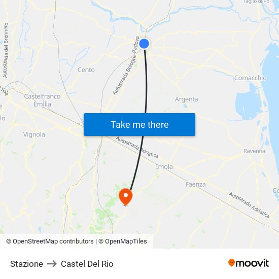 Stazione to Castel Del Rio map