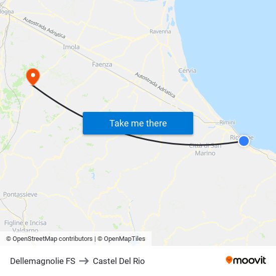 Dellemagnolie FS to Castel Del Rio map