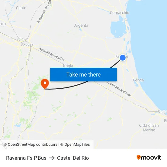 Ravenna Fs-P.Bus to Castel Del Rio map