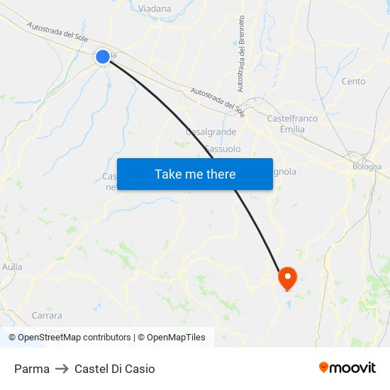 Parma to Castel Di Casio map