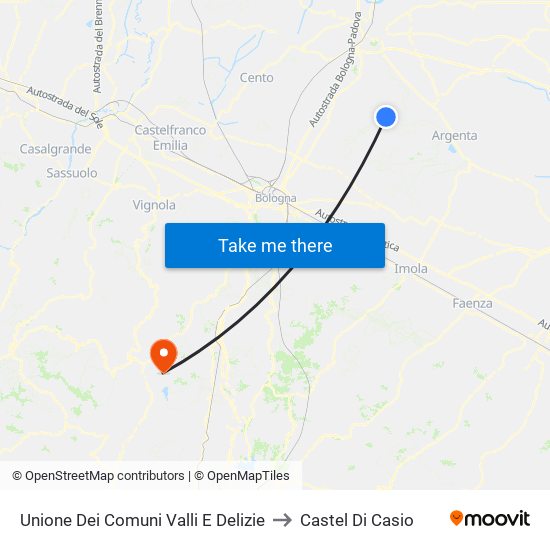Unione Dei Comuni Valli E Delizie to Castel Di Casio map