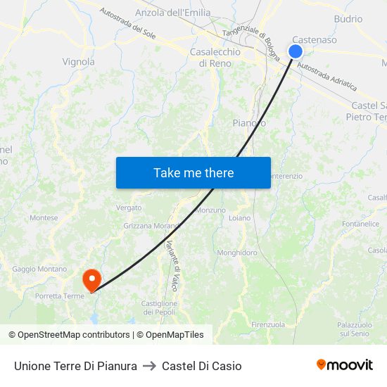 Unione Terre Di Pianura to Castel Di Casio map