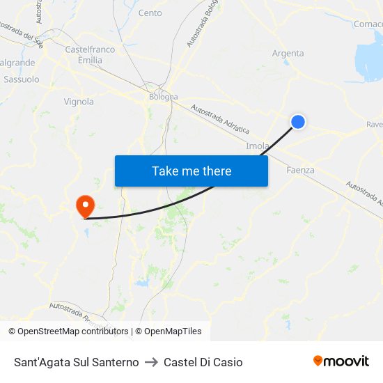 Sant'Agata Sul Santerno to Castel Di Casio map