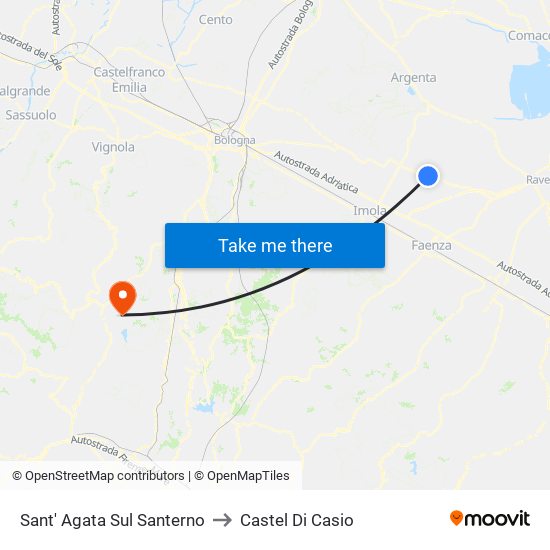 Sant' Agata Sul Santerno to Castel Di Casio map
