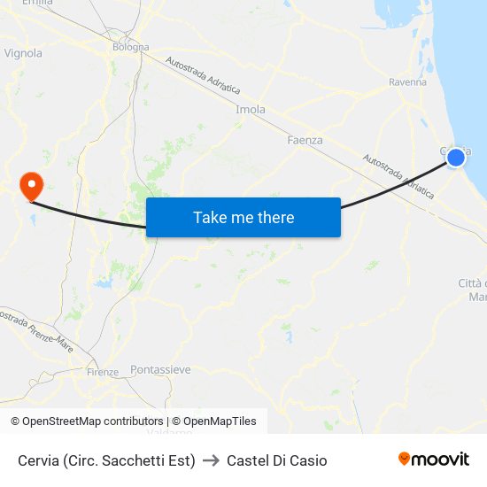 Cervia (Circ. Sacchetti Est) to Castel Di Casio map