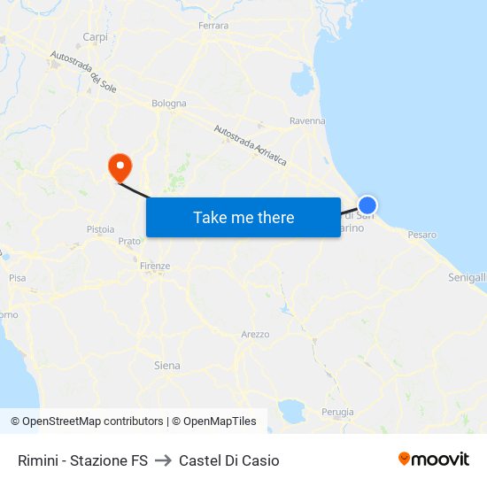 Rimini - Stazione FS to Castel Di Casio map